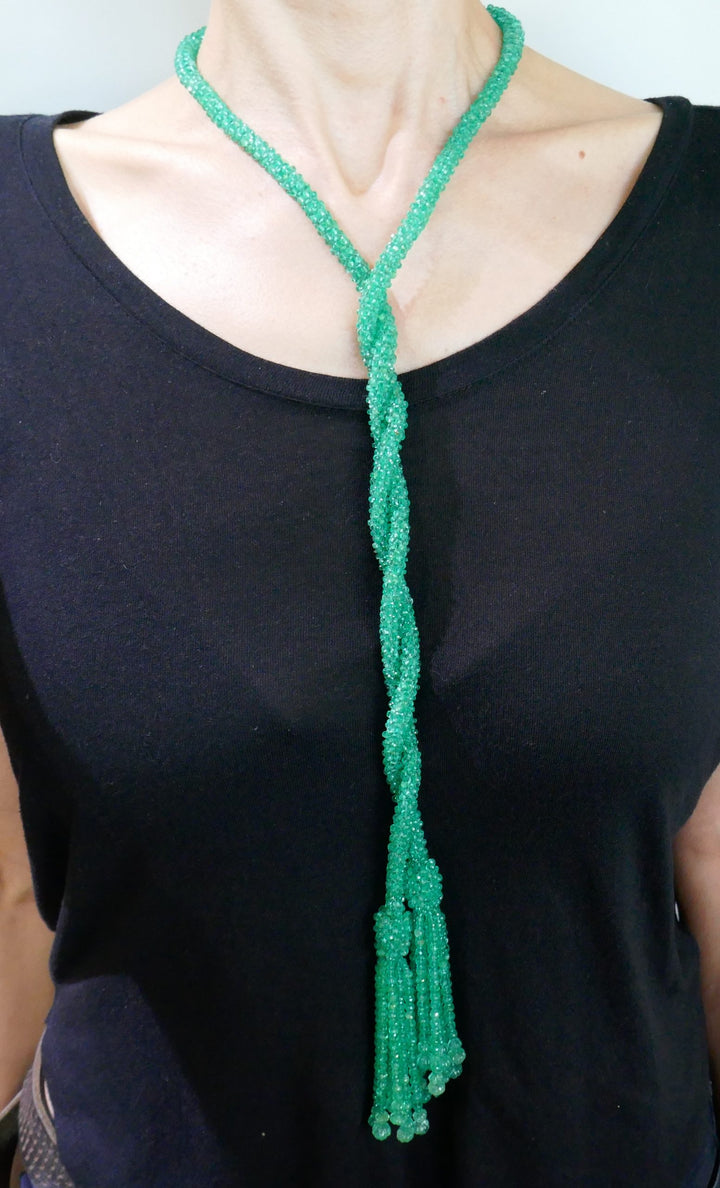 Emerald Bead Strand Tussle Sautoir Necklace