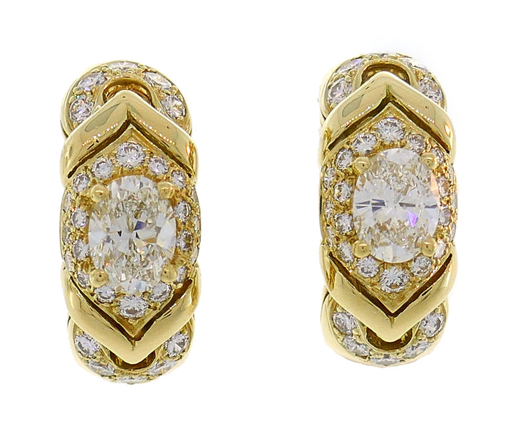 Vintage Bvlgari Diamond Yellow Gold Earrings Bulgari