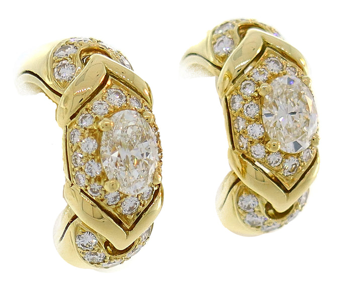 Vintage Bvlgari Diamond Yellow Gold Earrings Bulgari