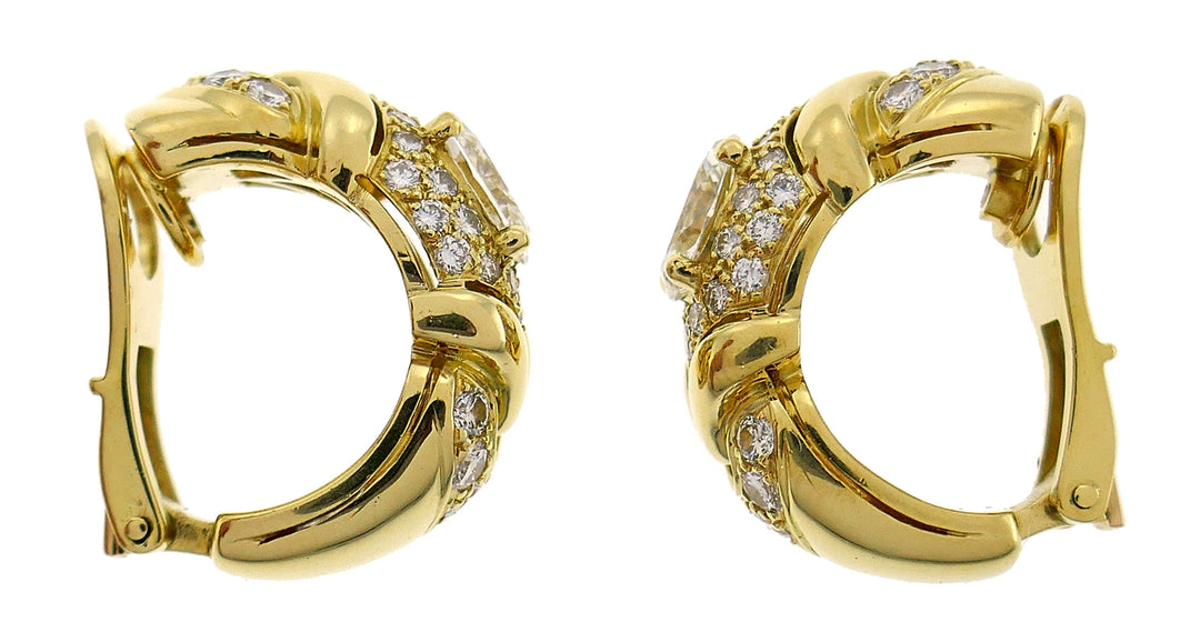 Vintage Bvlgari Diamond Yellow Gold Earrings Bulgari