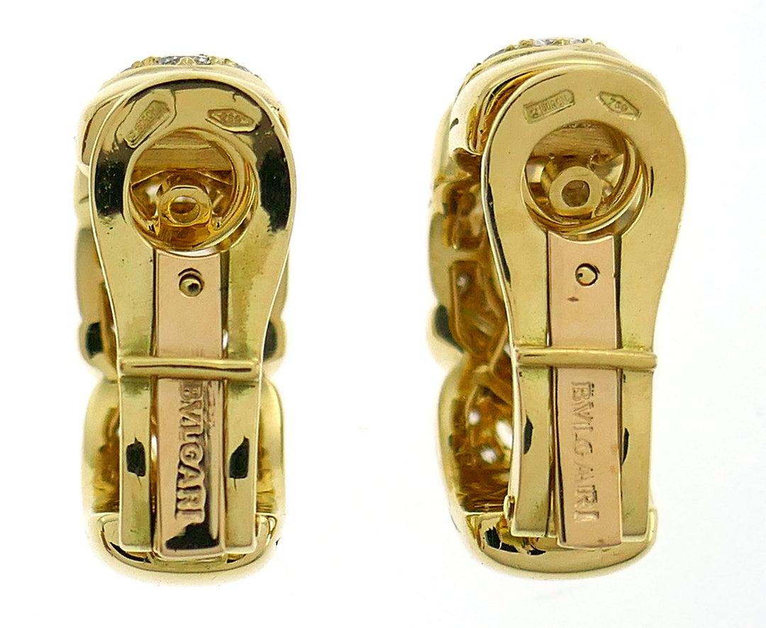 Vintage Bvlgari Diamond Yellow Gold Earrings Bulgari