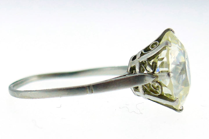 Art Deco Diamond Platinum Solitaire Ring, 4.86 Carat Old European Cut