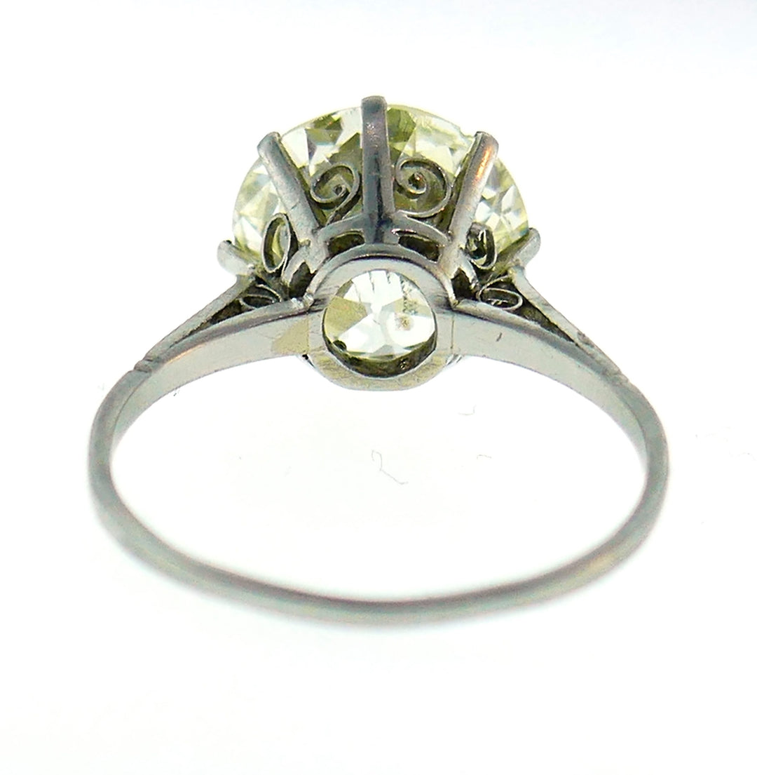 Art Deco Diamond Platinum Solitaire Ring, 4.86 Carat Old European Cut