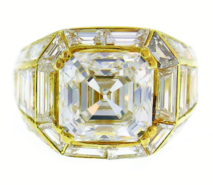 Vintage Sabbadini Diamond Yellow Gold Ring, 3.23 Carat GIA