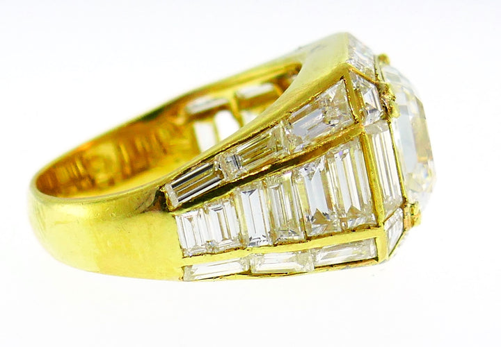 Vintage Sabbadini Diamond Yellow Gold Ring, 3.23 Carat GIA