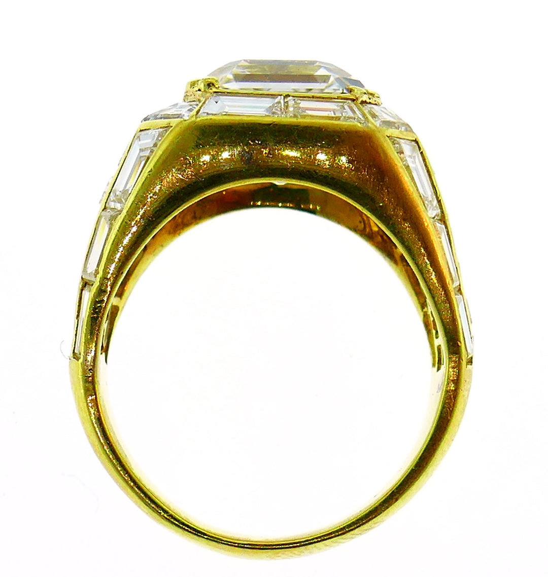 Vintage Sabbadini Diamond Yellow Gold Ring, 3.23 Carat GIA