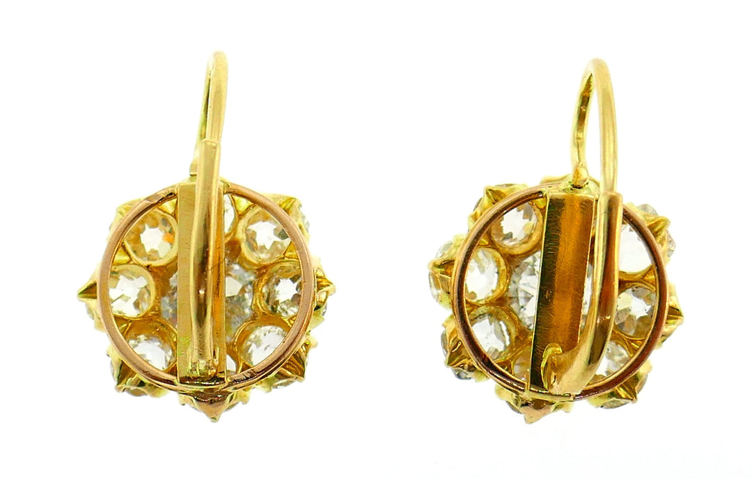 Antique Victorian Diamond Gold Cluster Earrings