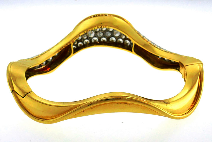 Oscar Heyman Diamond Yellow Gold Bangle Bracelet