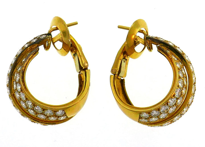 Vintage Van Cleef & Arpels Diamond Gold Hoop Earrings