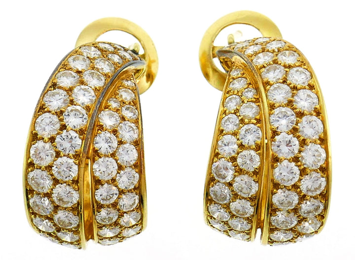 Vintage Van Cleef & Arpels Diamond Gold Hoop Earrings