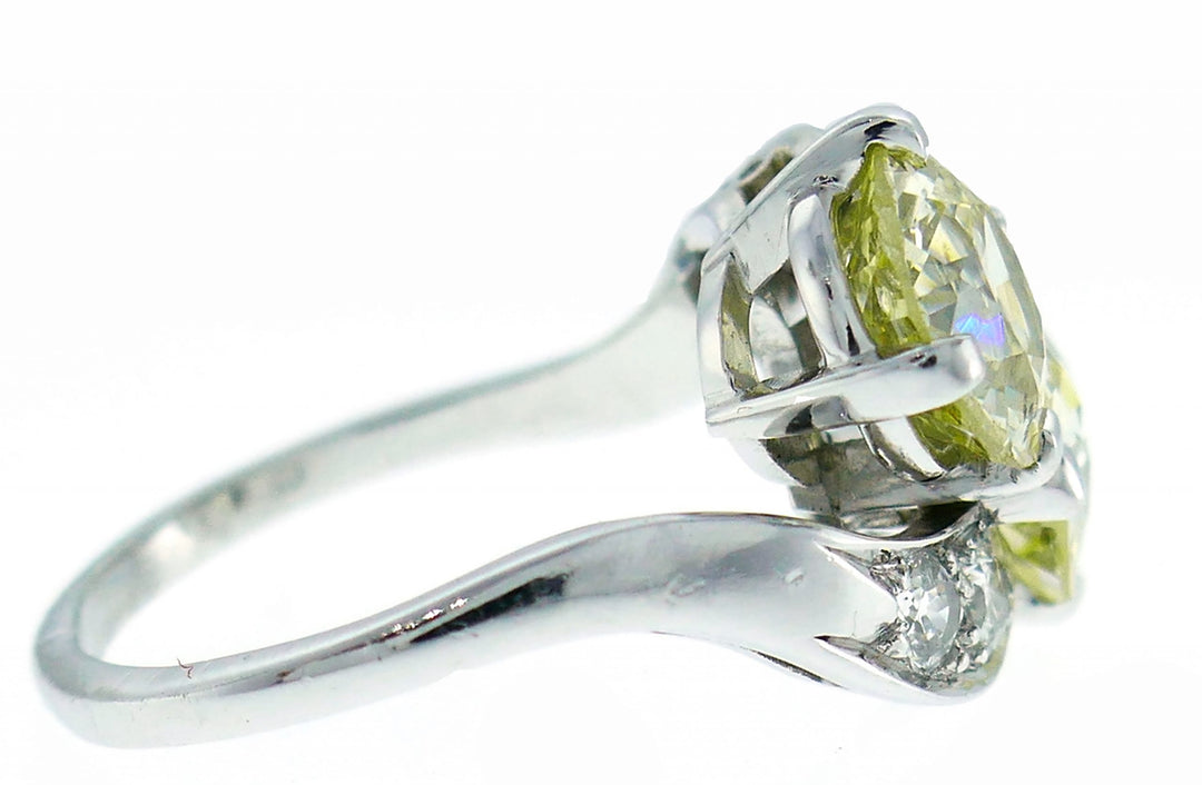 Art Deco Diamond Platinum Bypass Ring, Old European Cut