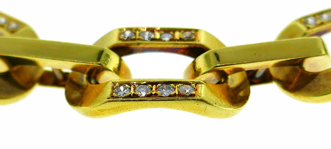 Vintage Bulgari Diamond 18k Yellow Gold Chain Link Bracelet Bvlgari