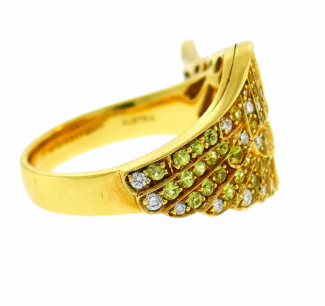 Vintage Garrard Angel Wing Gold Ring with Yellow Sapphire Diamond