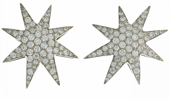 Oscar Heyman Diamond Platinum Earrings Star Clip-On Studs