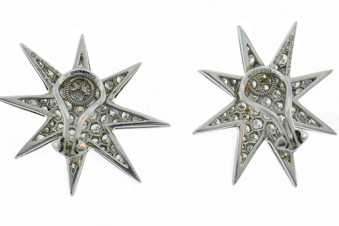 Oscar Heyman Diamond Platinum Earrings Star Clip-On Studs