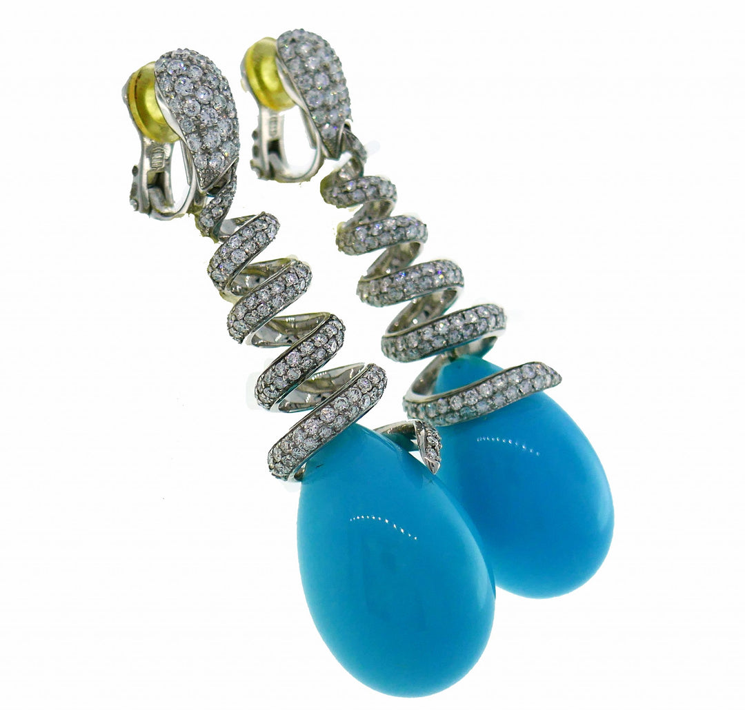 De Grisogono Turquoise Diamond White Gold Earrings