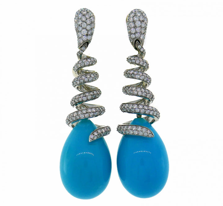 De Grisogono Turquoise Diamond White Gold Earrings