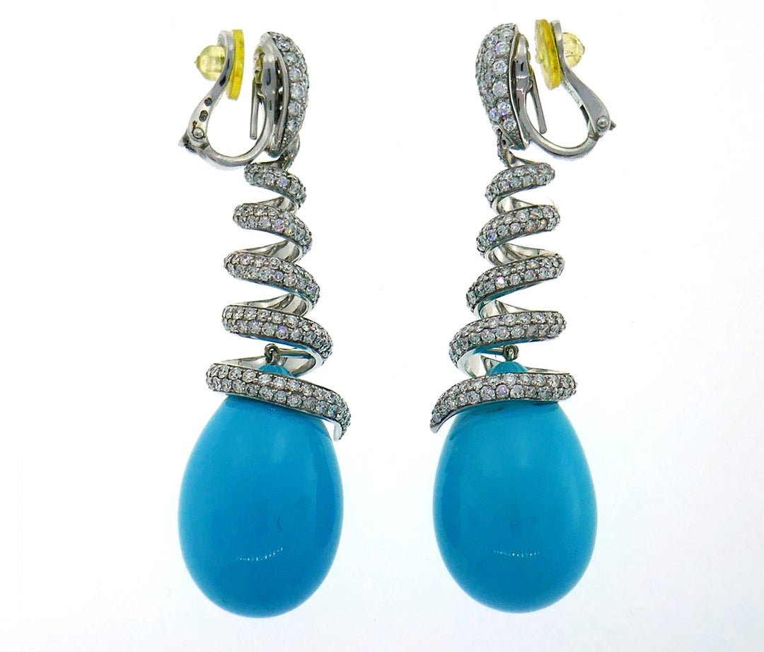 De Grisogono Turquoise Diamond White Gold Earrings