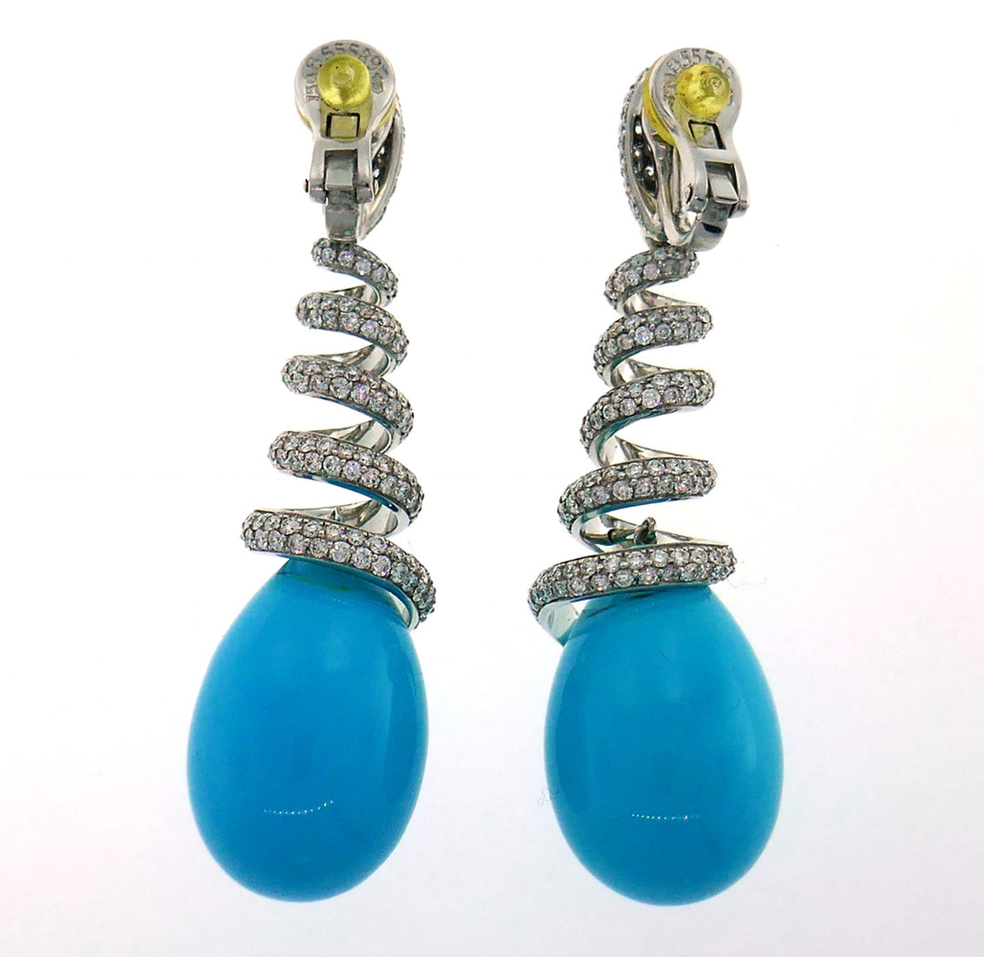 De Grisogono Turquoise Diamond White Gold Earrings