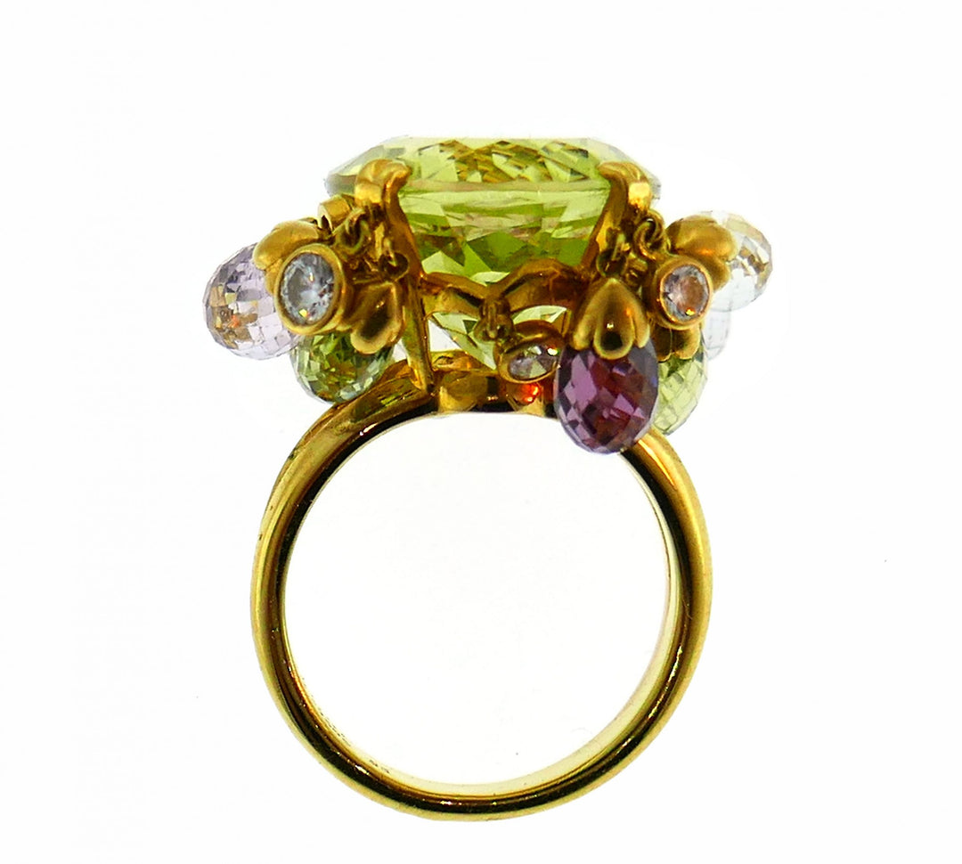 Dior Colored Gemstones Yellow Gold Ring, 1980s