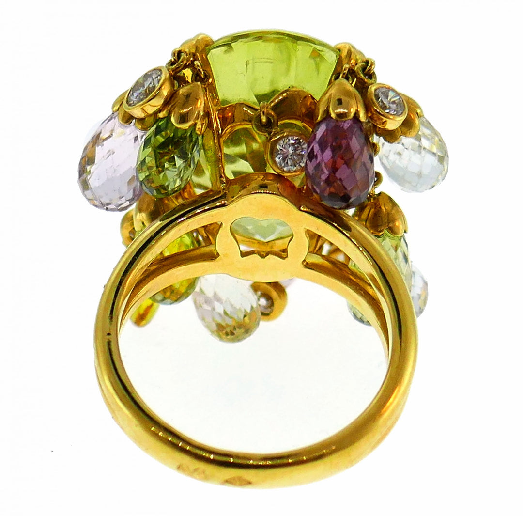 Dior Colored Gemstones Yellow Gold Ring, 1980s