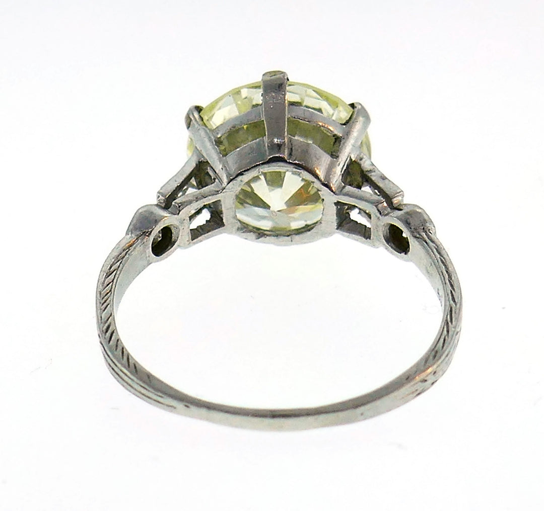 Art Deco Diamond Platinum Solitaire Ring, 5.26 Carat Old European Cut