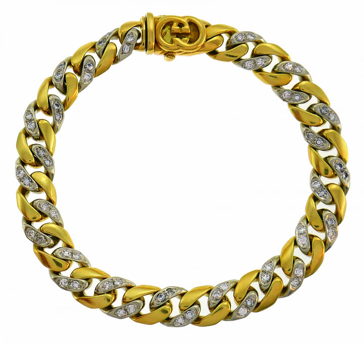 Gucci Diamond Yellow Gold Chain Link Bracelet