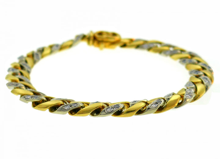 Gucci Diamond Yellow Gold Chain Link Bracelet