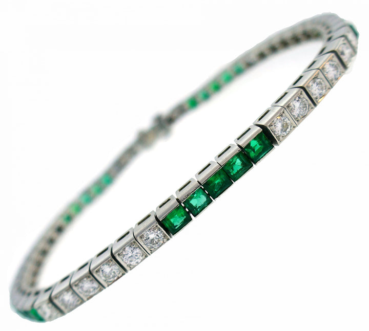 Tiffany & Co. Emerald Diamond Platinum Bracelet