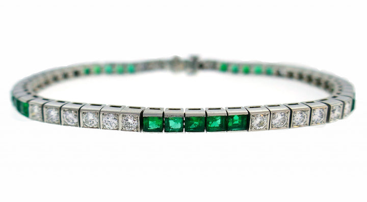 Tiffany & Co. Emerald Diamond Platinum Bracelet