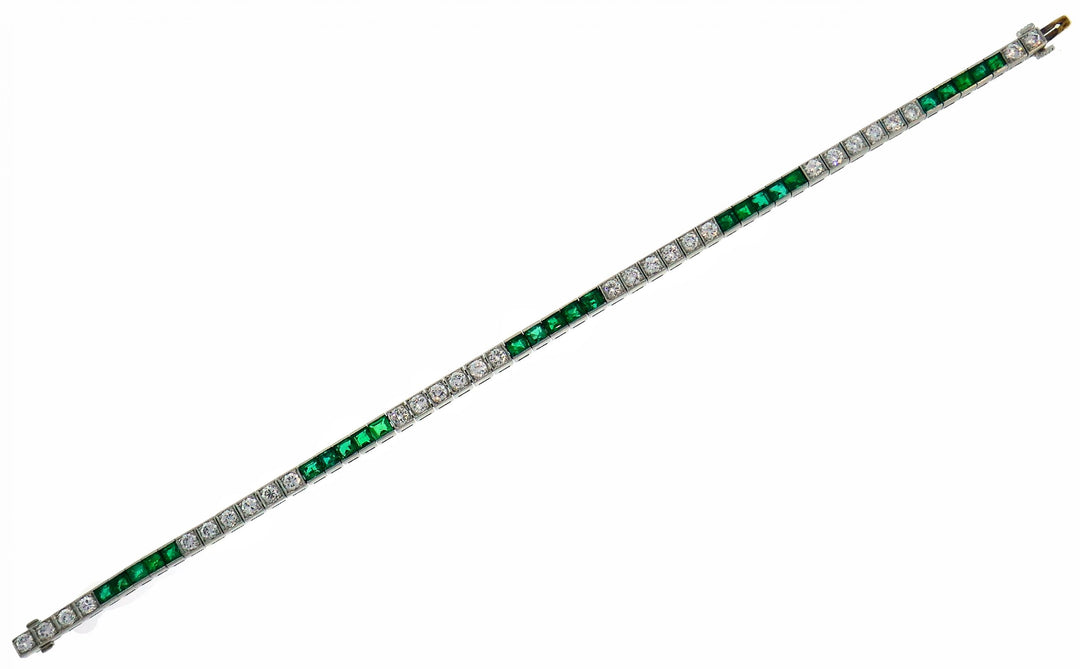 Tiffany & Co. Emerald Diamond Platinum Bracelet