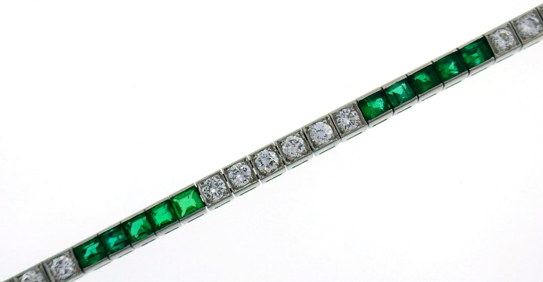 Tiffany & Co. Emerald Diamond Platinum Bracelet