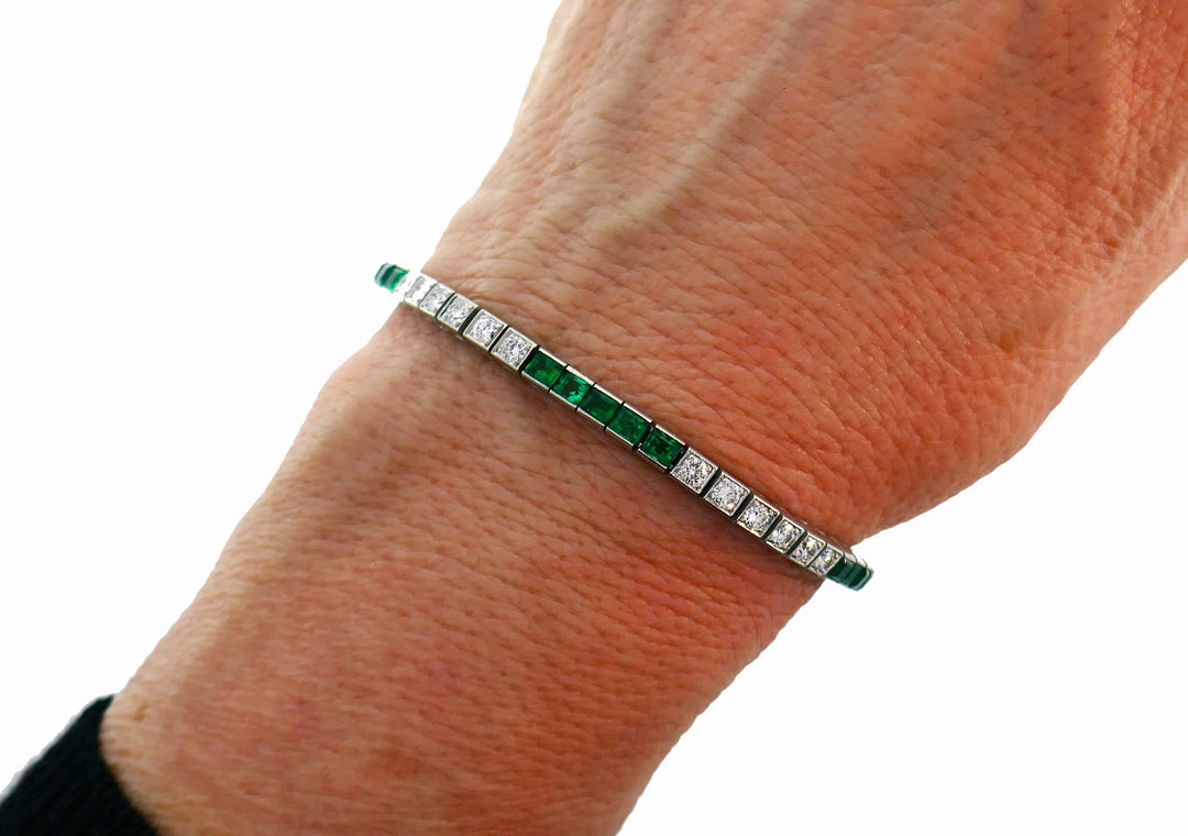 Tiffany & Co. Emerald Diamond Platinum Bracelet