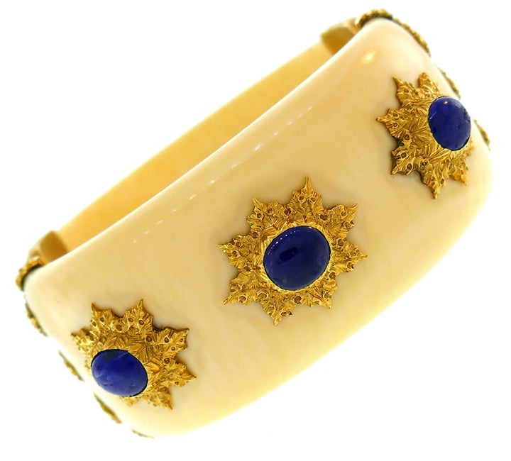 Buccellati Sapphire Yellow Gold Bangle Bracelet Bakelite