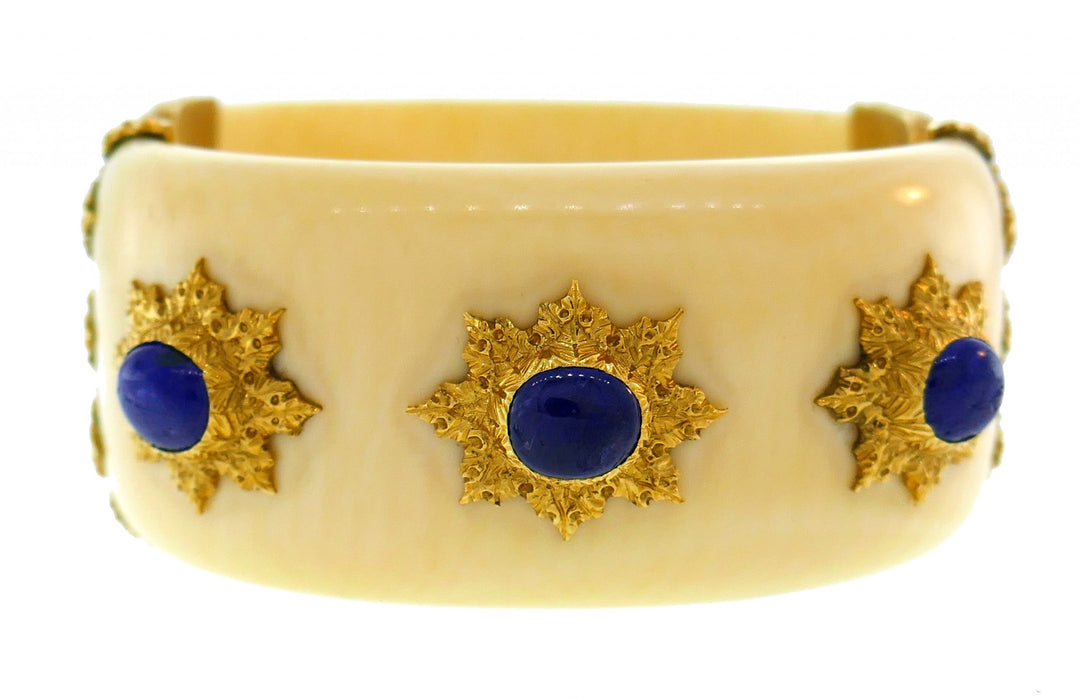 Buccellati Sapphire Yellow Gold Bangle Bracelet Bakelite