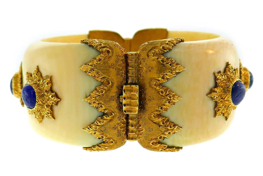 Buccellati Sapphire Yellow Gold Bangle Bracelet Bakelite