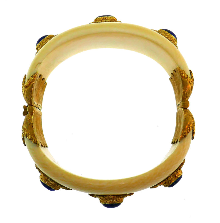 Buccellati Sapphire Yellow Gold Bangle Bracelet Bakelite