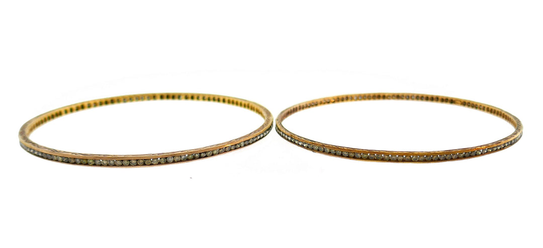 Cynthia Bach Diamond Rose Gold Bangle Bracelet, Pair