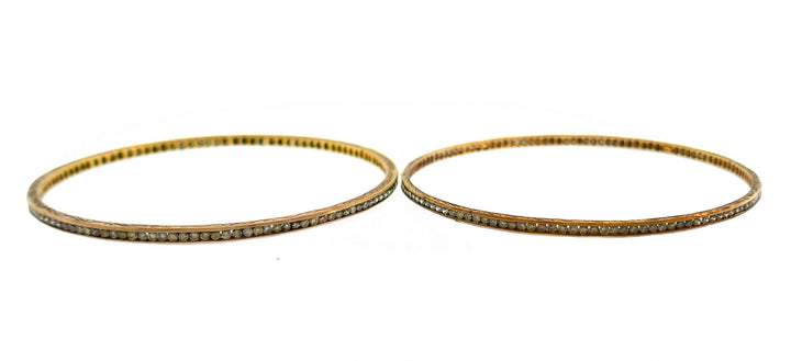 Cynthia Bach Diamond Rose Gold Bangle Bracelet, Pair