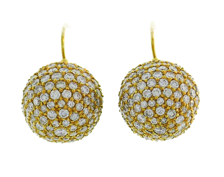 Vintage Diamond Yellow Gold Ball Earrings