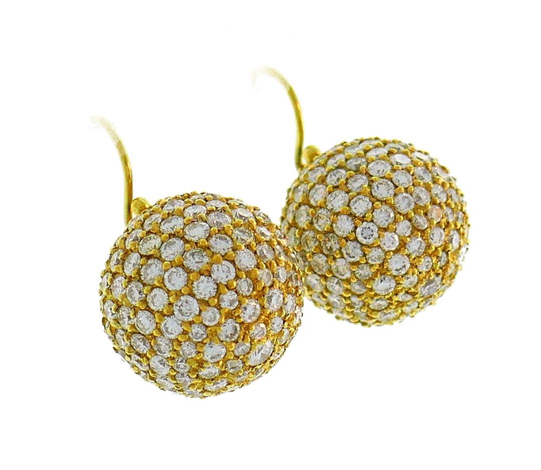 Vintage Diamond Yellow Gold Ball Earrings