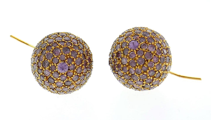 Vintage Earrings Pink Diamond 18k Rose Gold Ball