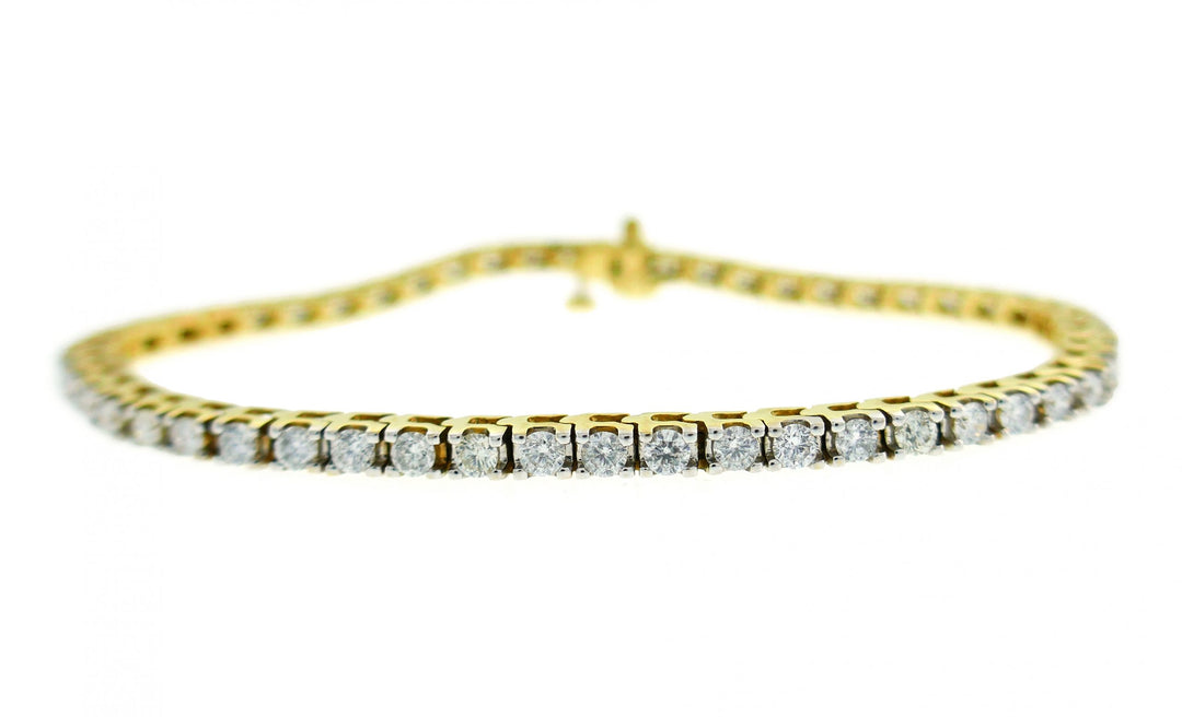 Diamond Yellow Gold Tennis Line Bracelet