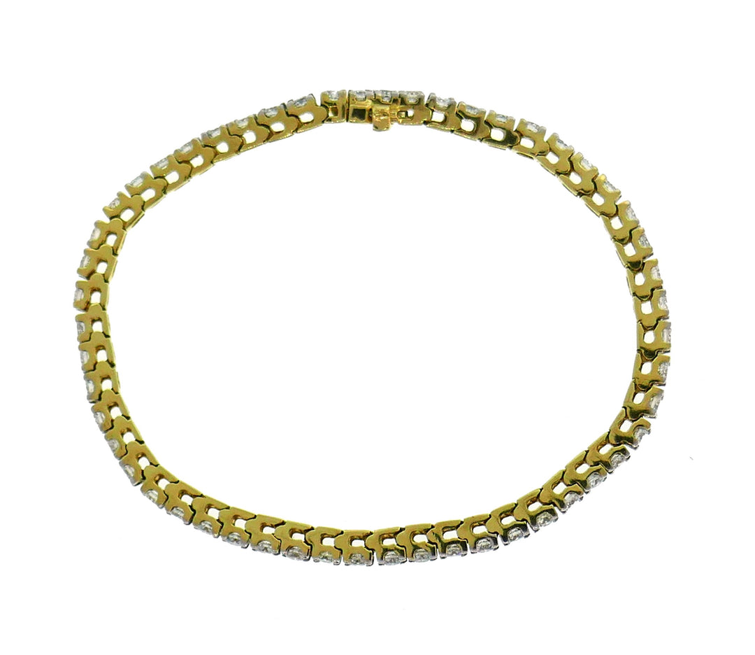 Diamond Yellow Gold Tennis Line Bracelet