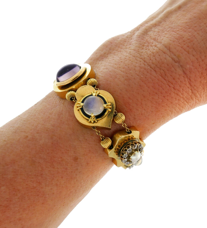 Victorian Gemstones Gold Slide Bracelet