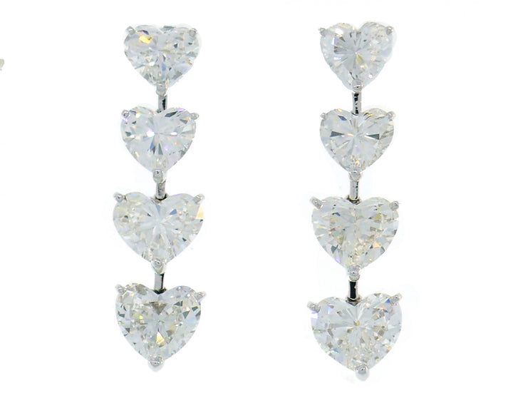 Moussaieff Heart Diamond Platinum Dangle Earrings GIA