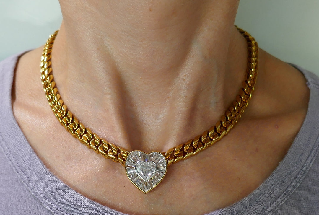 Vintage Bvlgari Diamond Yellow Gold Necklace Bulgari