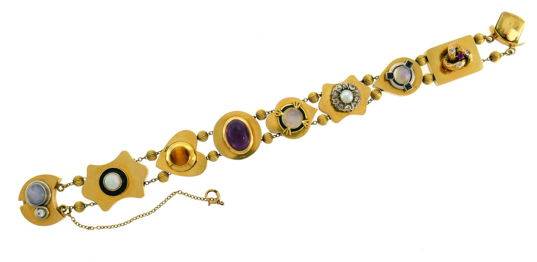 Victorian Gemstones Gold Slide Bracelet