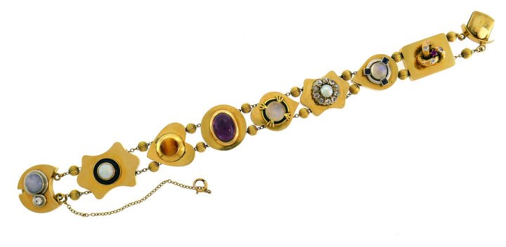 Victorian Gemstones Gold Slide Bracelet