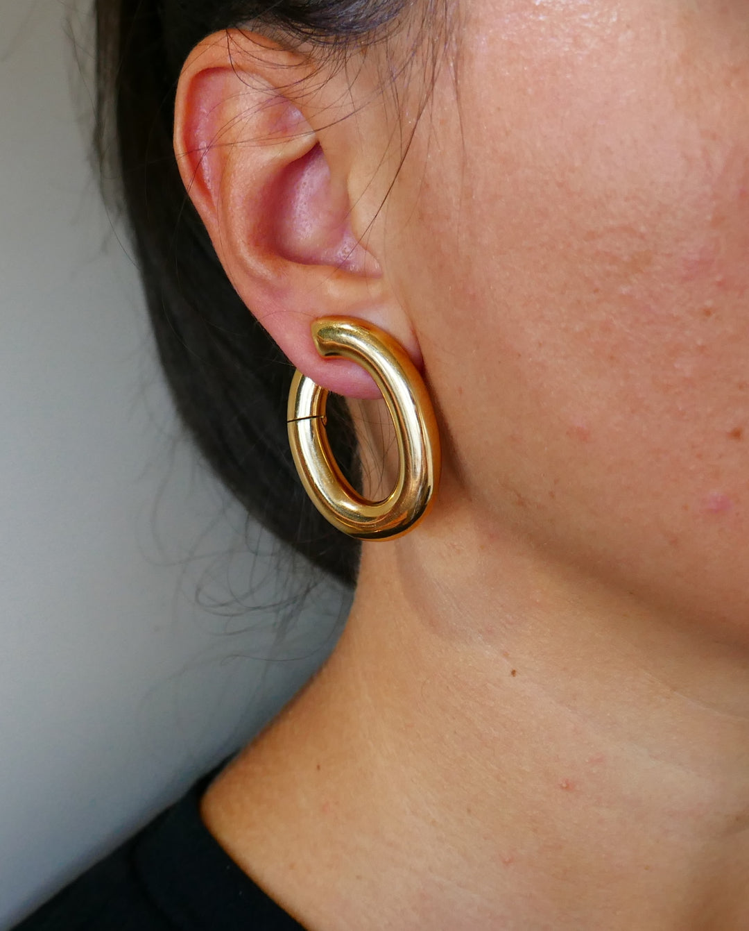 Vintage Yellow Gold Clip-on Hoop Earrings